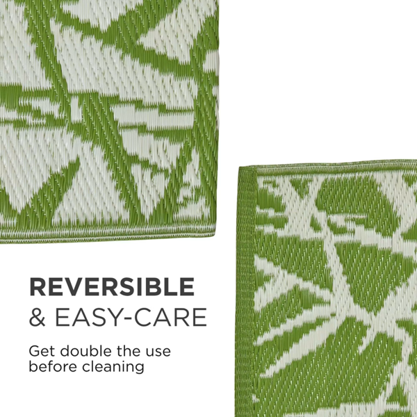 HOMESCAPES Outdoor Rug Luxury Waterproof Reversible Recycled, For Garden, Zena Tropical