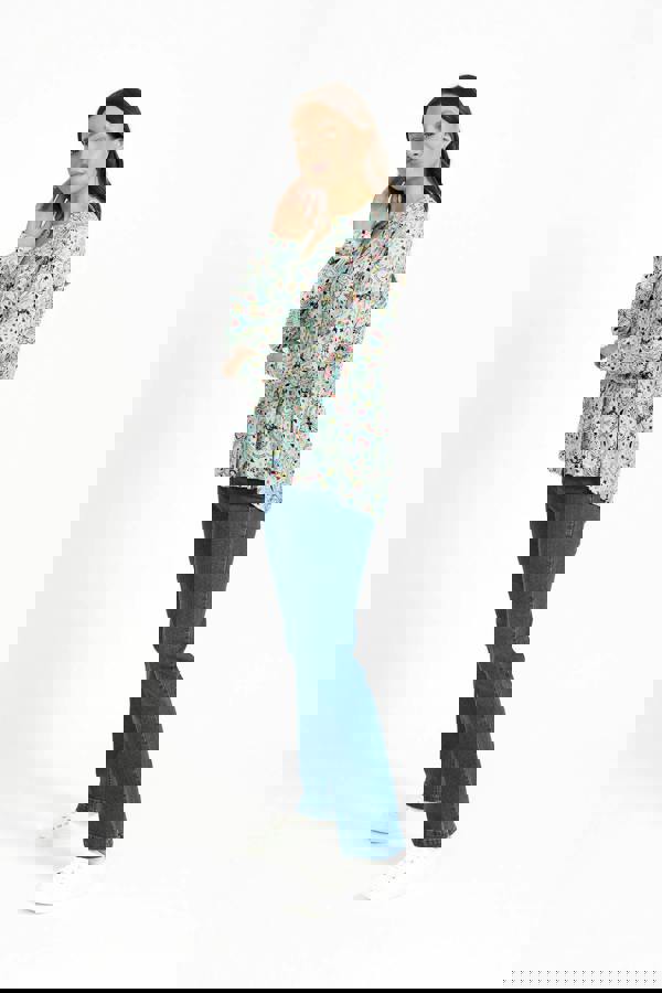 Mudflower Pintuck Floral Printed Shirt