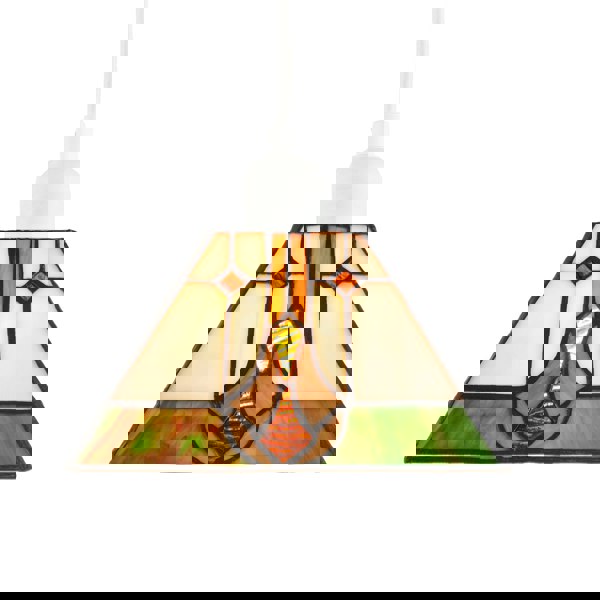 Designer Art Deco Tiffany Glass Pendant Light Shade in Green and Amber Image 4