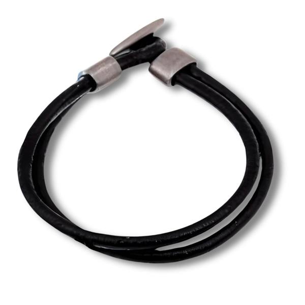Aye Do Gifts Men's Black Double Leather Bracelet