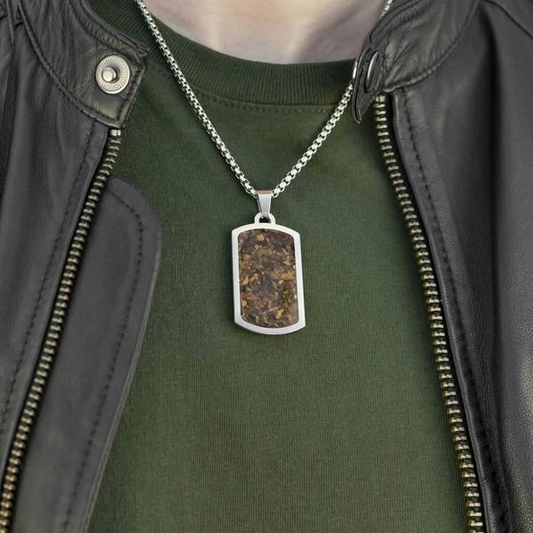 Personalised Men's Tiger's Eye Dog Tag Necklace - alternative angle