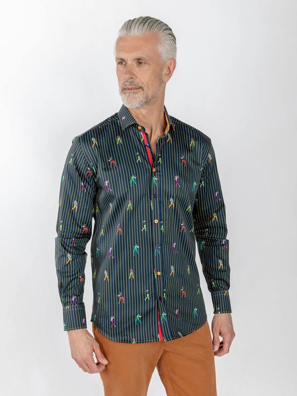 Claudio Lugli Stripe Golfer Print Shirt