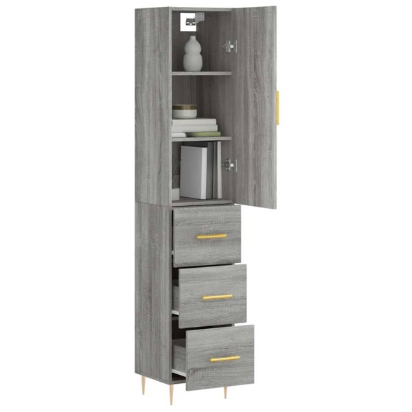 Berkfield Highboard Grey Sonoma 34.5x34x180 cm Engineered Wood