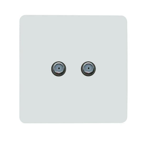 Trendi Switch 2 Gang Male F-Type Satellite Television Socket in Ice White