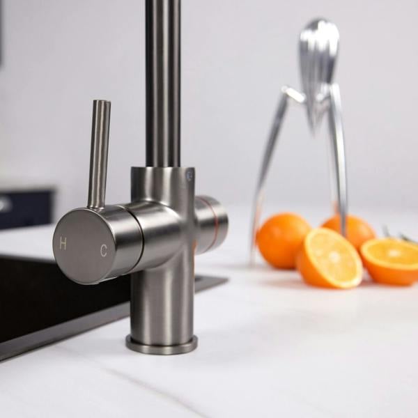 Impromta 3 in 1 Biometric Swan Neck Boiling Water Tap | Gun Metal Finish