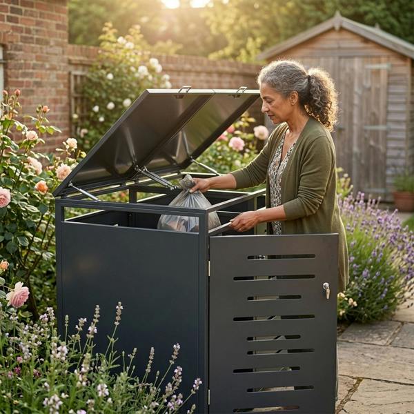 Nicoman Outdoor Lockable Metal Garbage Bin Shed