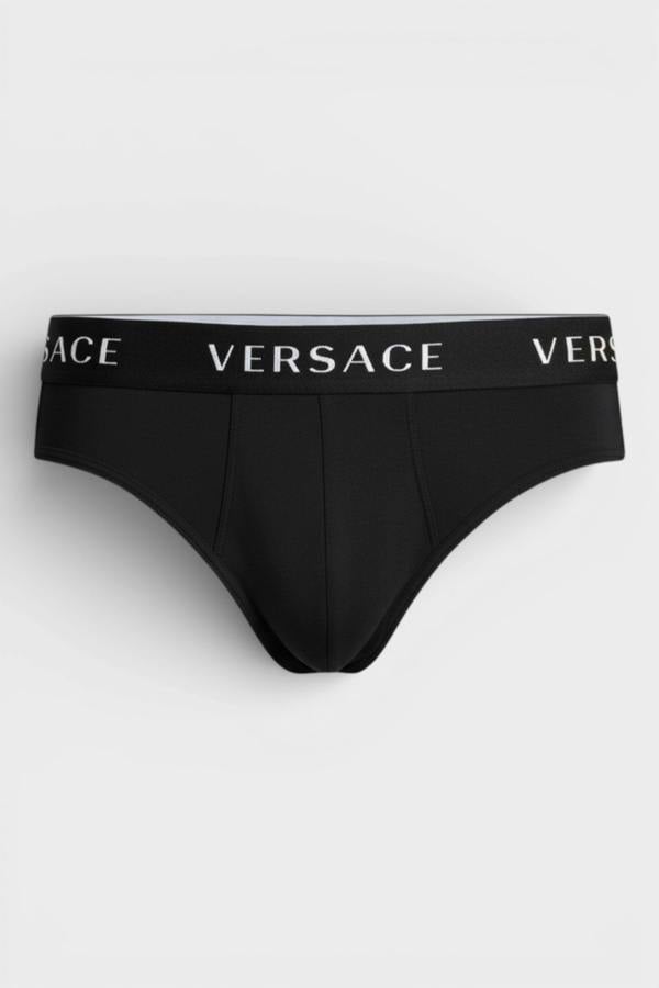 Versace Low Rise Slip Underwear Black White