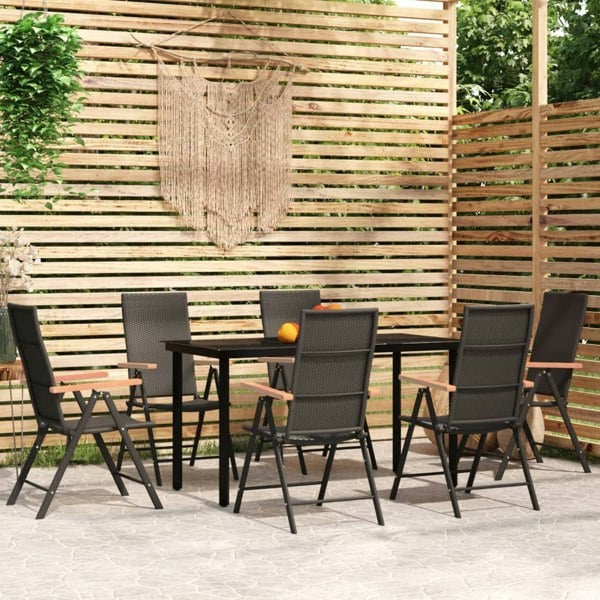 Berkfield 7 Piece Garden Dining Set Black