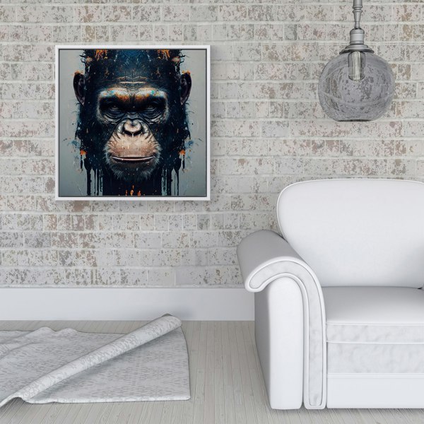 Warren Reed Gorilla Face Splash Art Framed Canvas