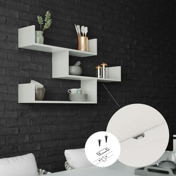 Decortie Modern Tibet Wall Mounted Shelf Floating Bookcase Display Unit 66.5x119x22cm