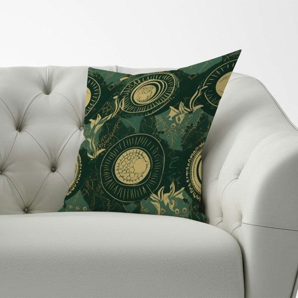 Warren Reed Abstract Green Gold Moon Pattern Cushions