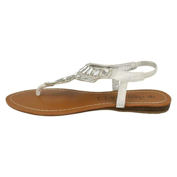 Savannah Ladies Savannah Flat Diamante Jewel Trim Toe Post Sandal