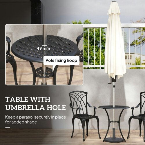 Wyld Haus Sazzotti Brown Cast Aluminium Garden Bistro Set With 2 Armchairs And Round Table