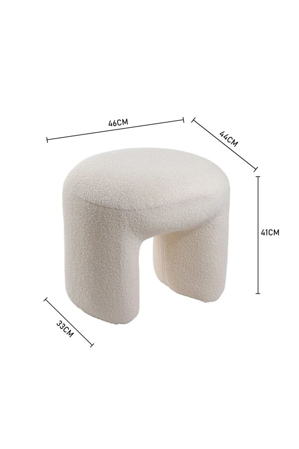 Living and Home Modern Teddy Bear Fur Upholstered Footstool - White