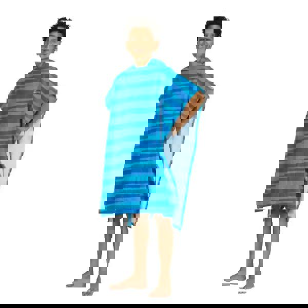 Zoggs Nautical Stripes Kids Poncho Hooded Towel Robe - Blue