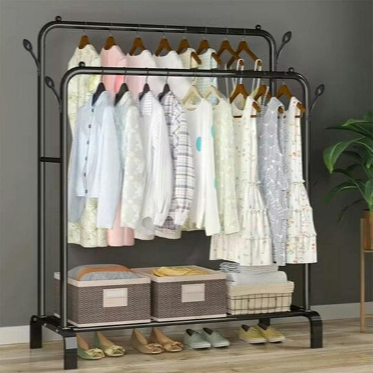Havendro Heavy Duty Double Clothes Rail Hanging Rack Garment Display Stand Shoes Storage