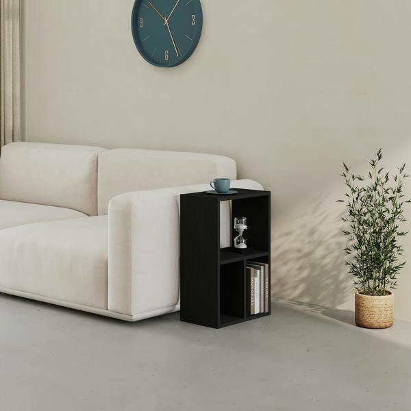 Decortie Modern Combayn Big Low Standing Book Shelf, 3 Open Storage Horizontal or Vertical Compact Bookshelf Bedroom