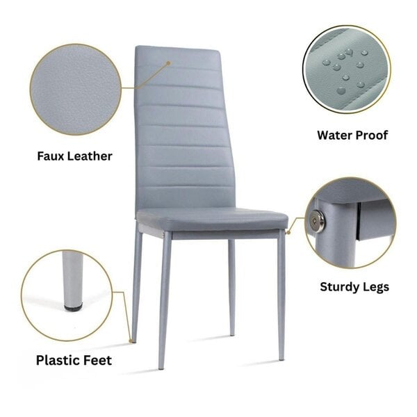 Kosy Koala Modern Dining Table Set with 4 Grey Faux Leather Chairs Dining Room Furniture Set