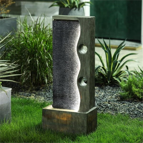 Harmony Falls Cascading Outdoor Garden Water Feature with LED Lights