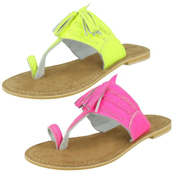 Leather Collection Ladies Leather Collection Toe Loop Sandals F00275