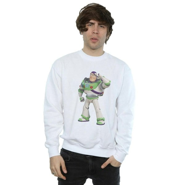 Disney Mens Toy Story Buzz Lightyear Standing Sweatshirt - White