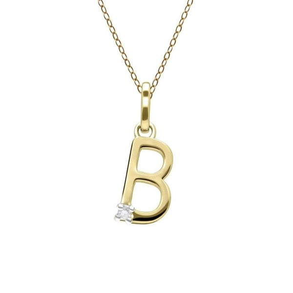 191P0739019 Initial Diamond Letter Necklace In 9ct Yellow Gold 3