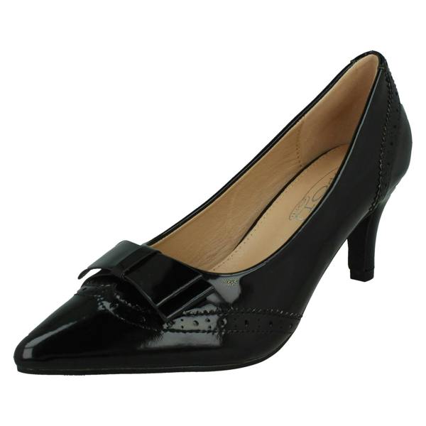 Spot On Ladies Spot On Mid Heel Court Shoes with Bow Trim F90128