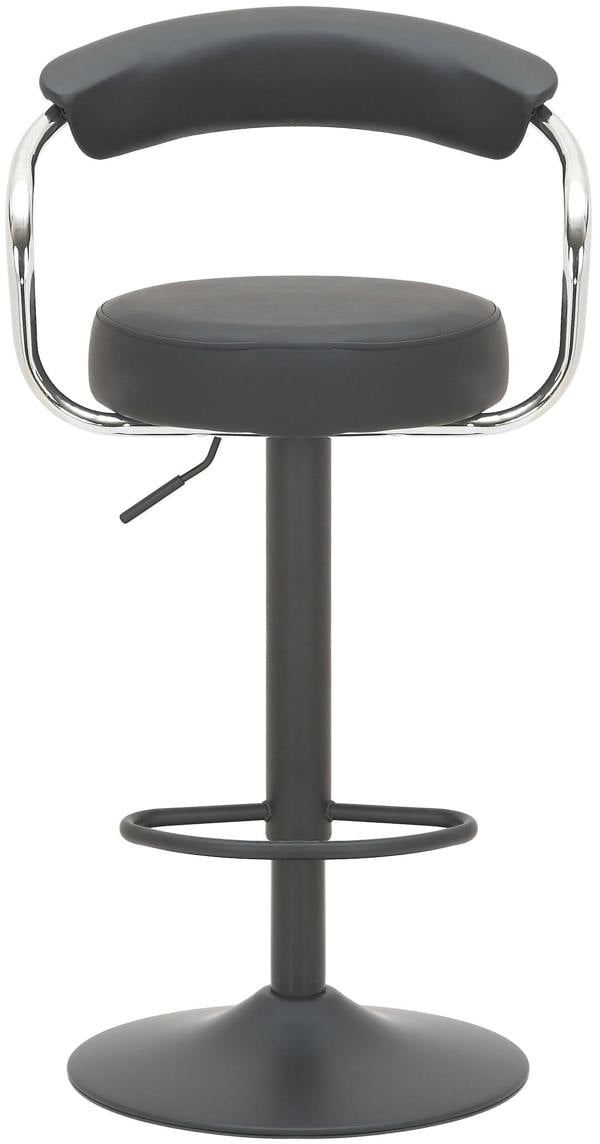 Lamboro Zenith Single Kitchen Bar Stool, Matt Black Stem, & Footrest, Height Adjustable Swivel Gas Lift, Faux Leather Seat, Black