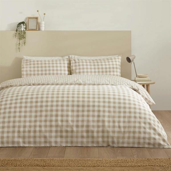 Bamford Gingham Check Natural Duvet Cover Set