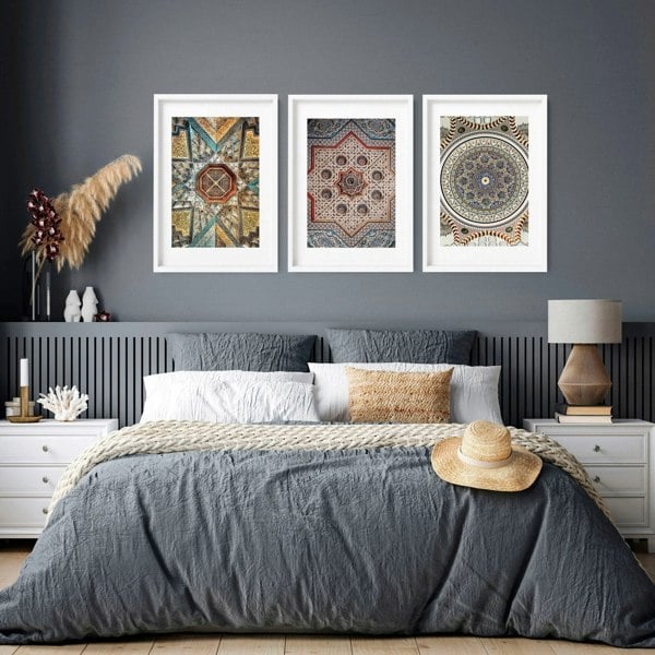 Geometric patterns in Islamic art | set of 3 prints for bedroom walls