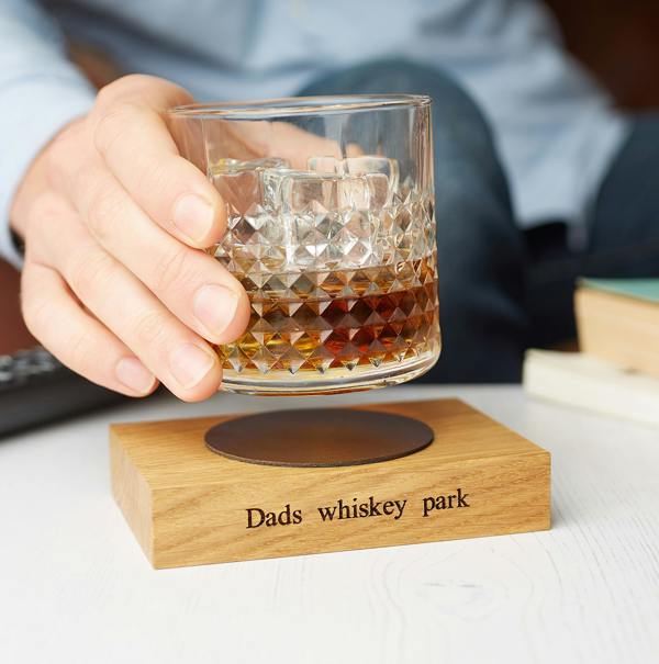 MijMoj Design Personalised Wooden Whiskey Coaster With Leather