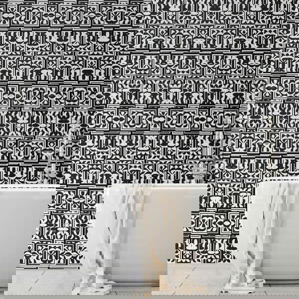 WT1574 - Emma Monocromatic Black Victorian Wall Tile Sticker Set - 15 x 15 cm (6 x 6 in) - 24 pcs