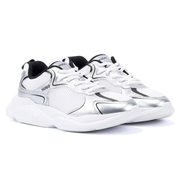 Hugo Women's LEON Tennis Trainers - Silver/White