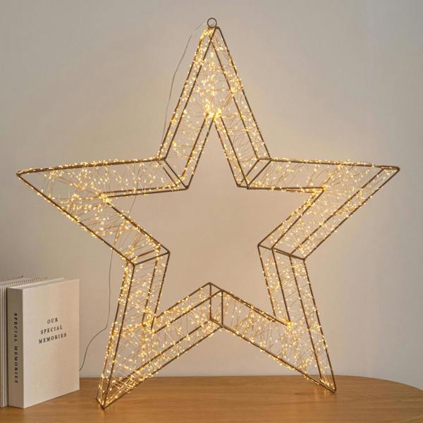 Samuel Alexander 79cm Gold Christmas Star Light with 2400 Warm White LEDs & Timer
