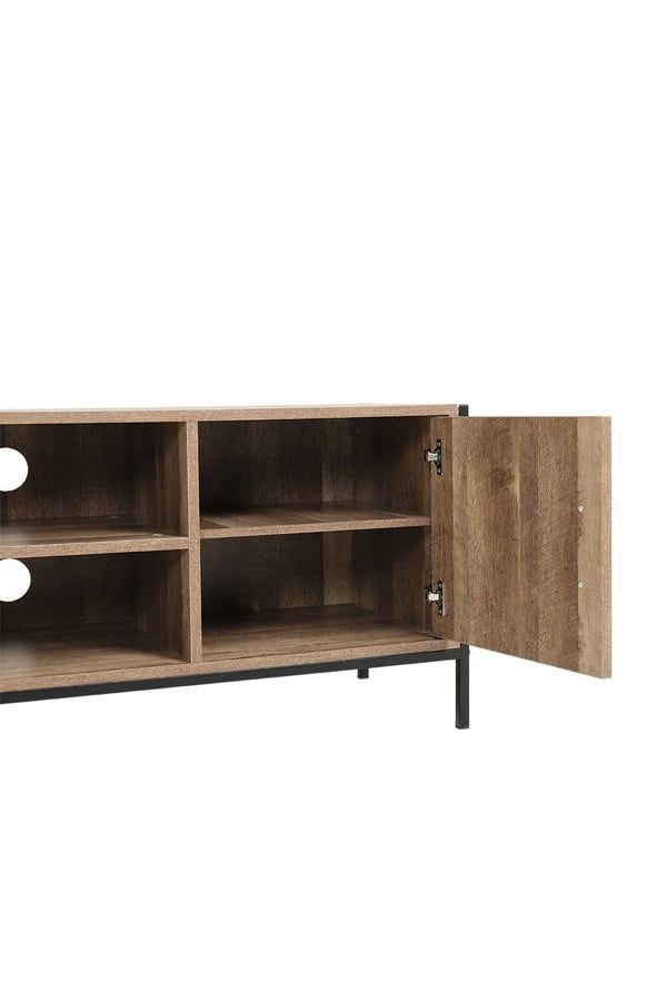 Living and Home 123cm Media Console Rustic Metal Frame TV Stand