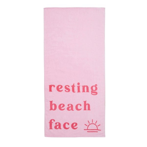 Sassy B Resting Beach Face Pink Beach Towel