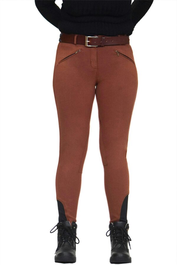 eQuitack Women's Stretchy Self Seat Horse Riding Jodhpurs Dark Brown