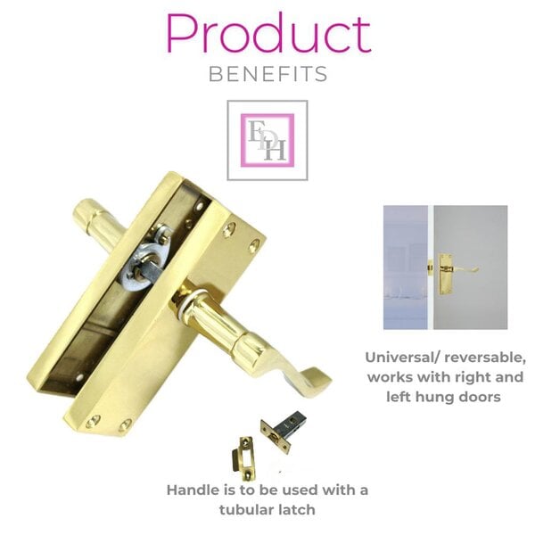EDH Door Hardware Door Handles Brass Plated Victorian Scroll lever Latch Modern Handles 1 + Latch