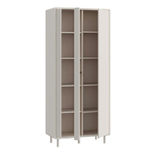 Furniture To Go Playly Tall Storage Cabinet with Door and Concealed Open Shelving in Sand