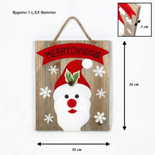 30cm Santa Wooden Frame Wall Decoration with 6 Warm White LED Bulbs image 7