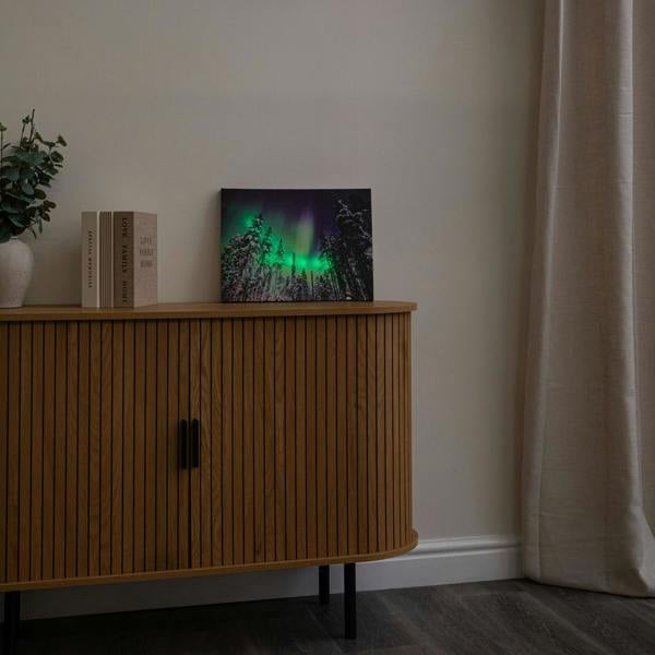Samuel Alexander 40 x 30cm Battery Powered Light Up Christmas Wall Art Aurora Canvas
