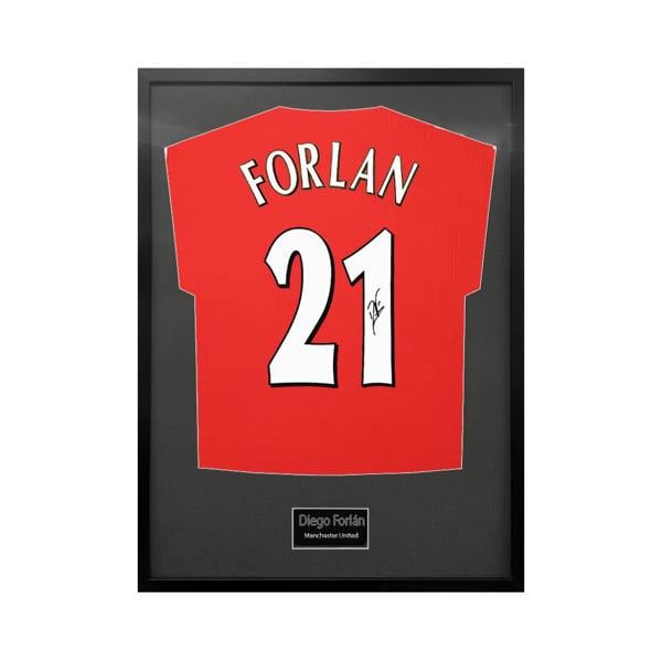 Diego Forlan Signed Manchester United Shirt Standard Frame