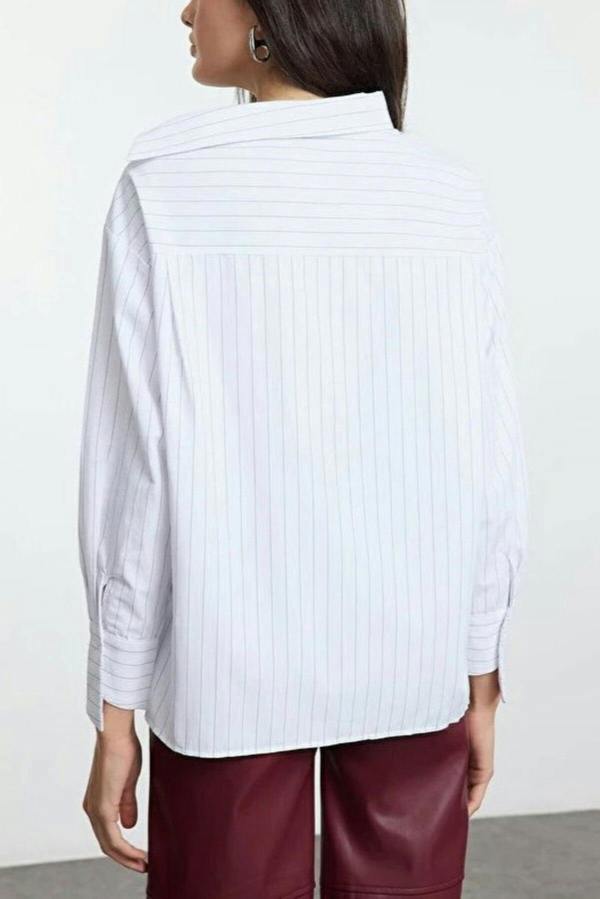 WOVCOR Striped Woven Shirt with Collar Detail