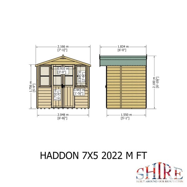 Shire Haddon 7x5 12mm interlock Clad wooden Summerhouse - Best Shed