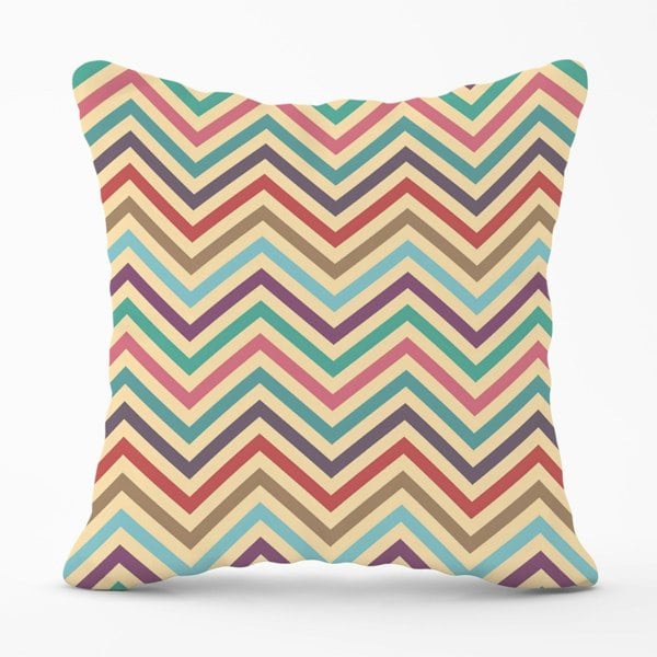 Warren Reed Geometric Vintage Colored Chevron Pattern Cushions