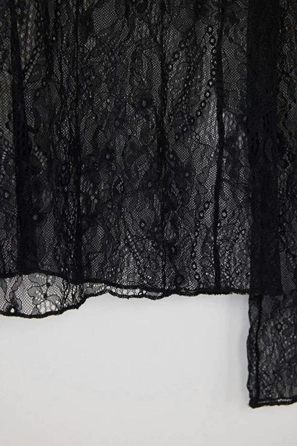 WOVCOR Regular Fit Boat Neck Lace Knit Plus Size Blouse