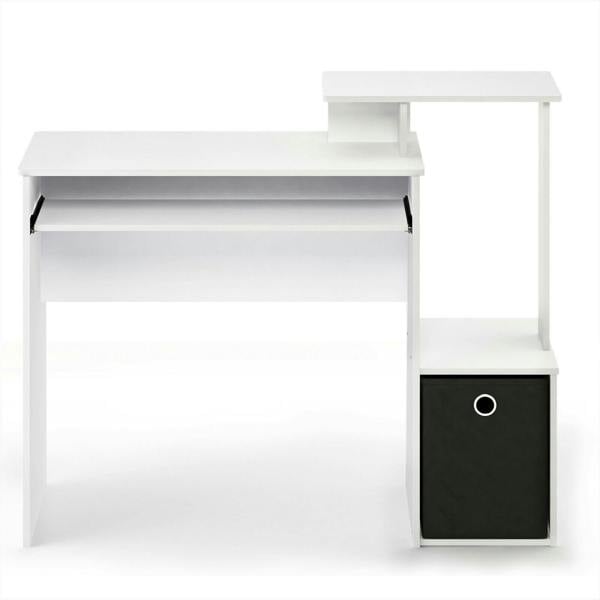 WALPLUS Econ Multipurpose Home Office Computer Writing Desk w/Bin, White/Black Crafted for Practical Use and Stylish Living Spaces