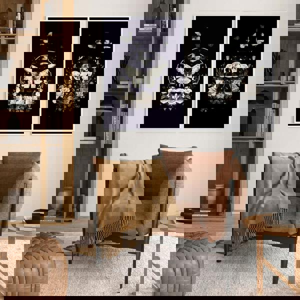 Butterfly Art Wall Decor | Set of 2 Dark Academy Wall art Prints