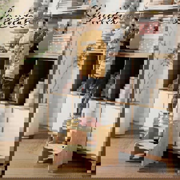 Levede Bamboo 2 Step Stool Non Slip for Potty Training Bathroom Splash Handle