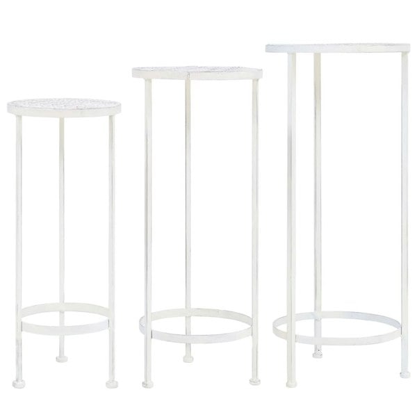 Berkfield Plant Stand Set 3 Pieces Vintage Style Metal Antique White